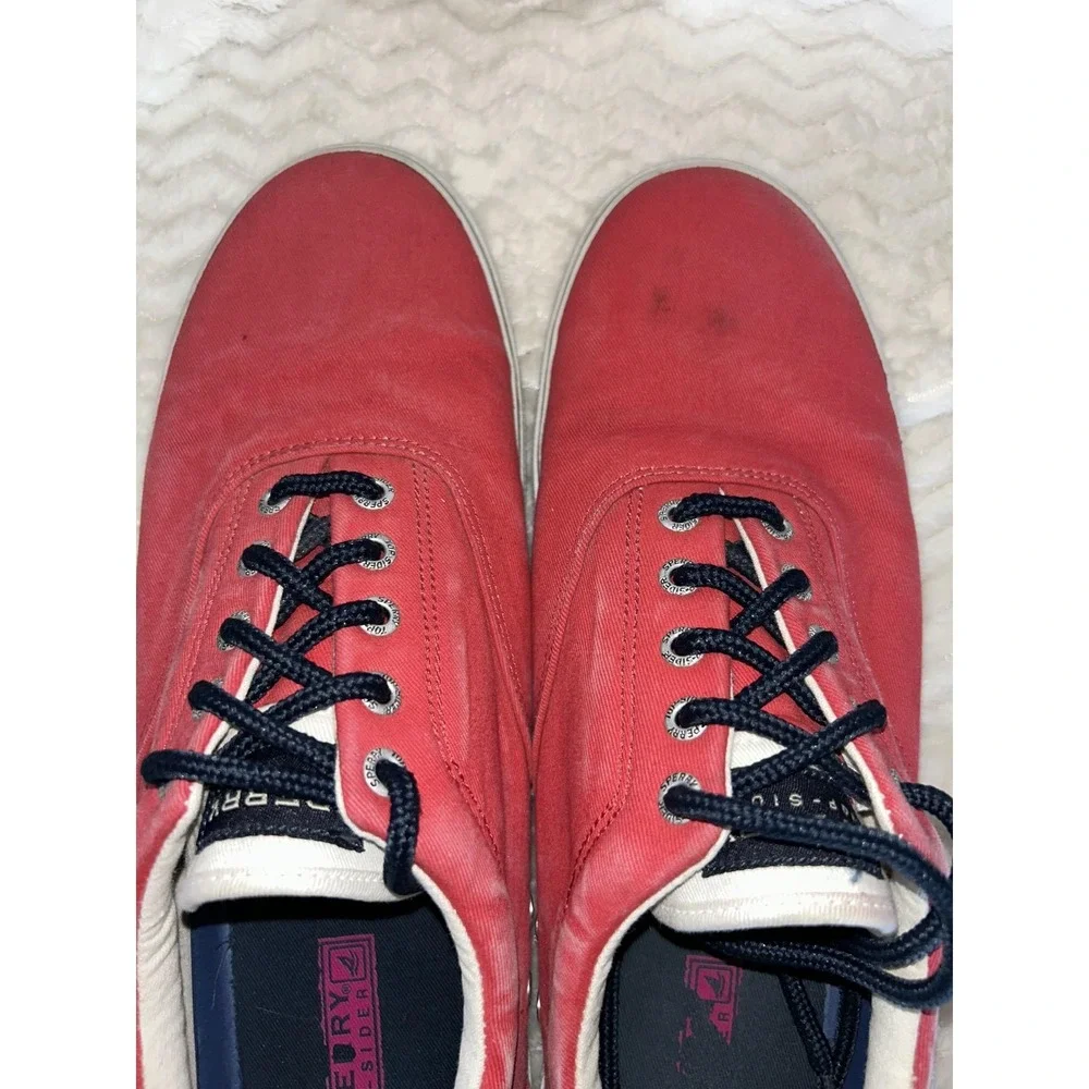 Sperry Top-Sider Shoes Mens Size 11.5 Red Canvas Low Top Casual Boat Sneakers